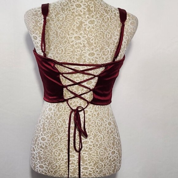 Trixxi Women's Size M Merlot Satin Adjustable Strap Padded Cup Bralette Coquette - Picture 9 of 11